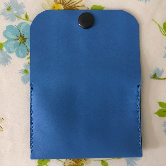 Hand Crafted Baby Blue and Black Wallet Minimalist Design - Picture 4 of 5